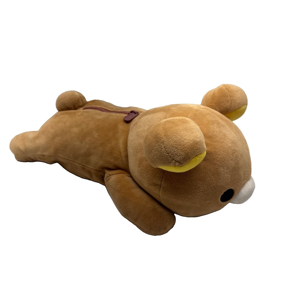 Rare Rilakkuma Plush Bear Zipper Laying Down 16" 2016 San-X Stuffed Animal Toy